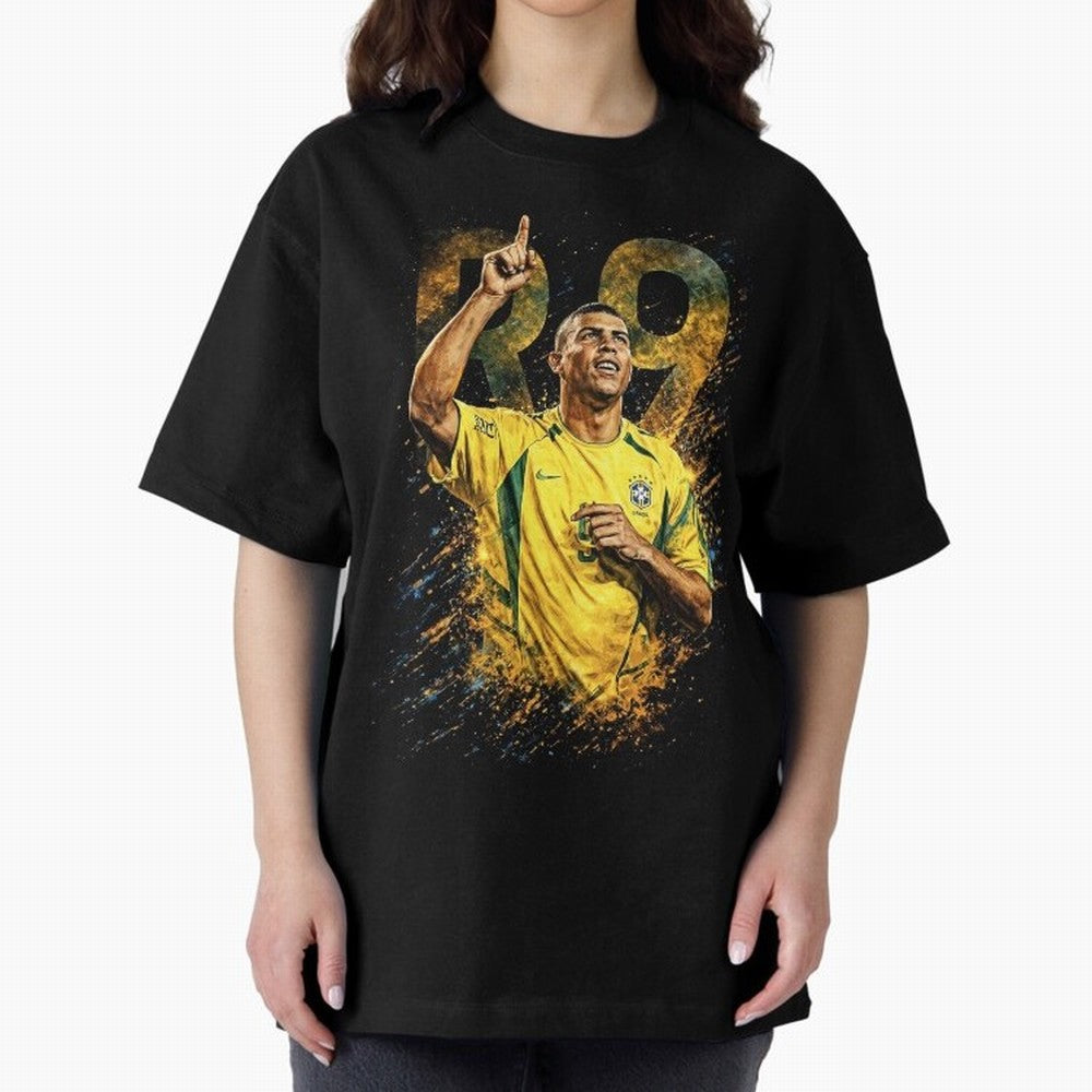 R9 Ronaldo Football Legend Oversized T-Shirt Follow FIFA World Cup 2026 USA Canada Mexico for Fans of Neymar, Haaland and Cristiano Ronaldo and Argentina, Bringing Championship Spirit, Famous Goals, Roaring Crowds and International Football Unity;