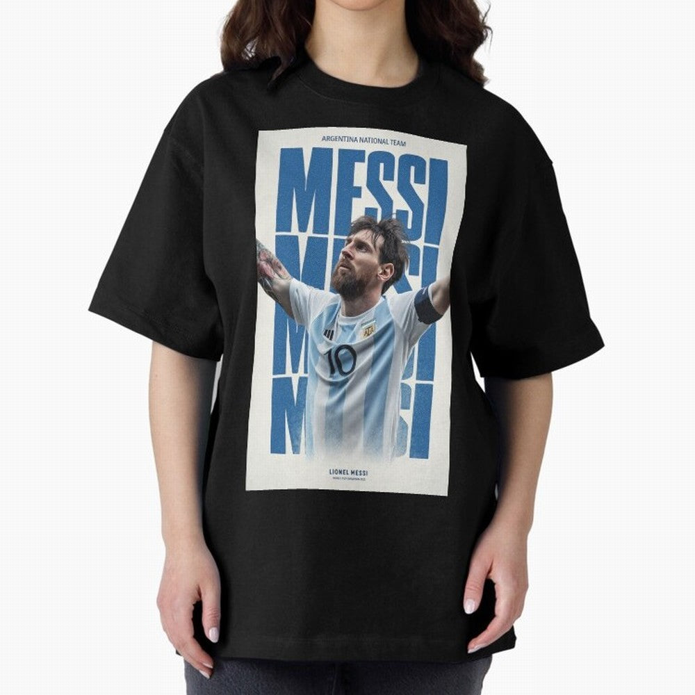 Messi Champion Graphic Oversized T-Shirt Support FIFA World Cup 2026 USA Canada Mexico for Fans of Messi, Neymar and Mbappe and France and Portugal, Bringing Sports Nostalgia, International Competition, Famous Players and Unforgettable Victories;