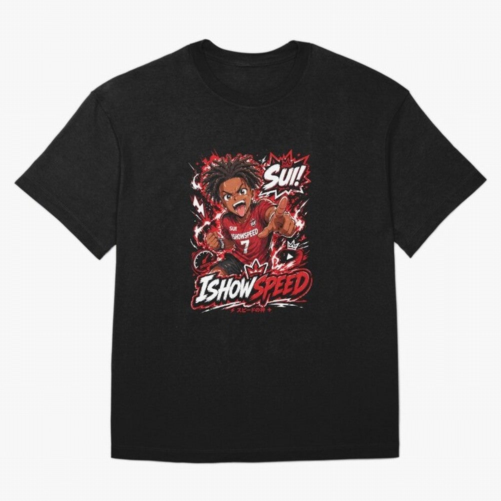 I Show Speed SUI Anime poster | Hype art Red Black Streewear Oversized T-Shirt Experience the Global Stage of FIFA World Cup 2026 Spirit, Filled with Portugal, Spain and Germany, Neymar, Game Day Rituals, Football Legends, Country Pride and the