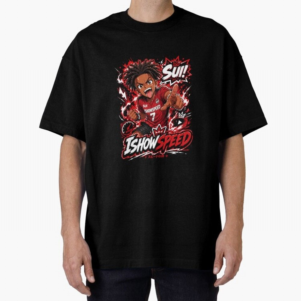I Show Speed SUI Anime poster | Hype art Red Black Streewear Oversized T-Shirt Experience the Global Stage of FIFA World Cup 2026 Spirit, Filled with Portugal, Spain and Germany, Neymar, Game Day Rituals, Football Legends, Country Pride and the