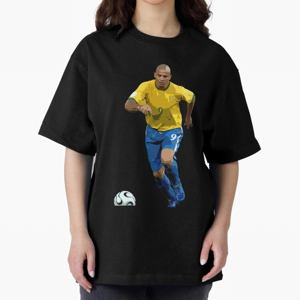 Ronaldo Nazario Oversized T-Shirt Celebrate Fan Culture around Global Football Passion for FIFA World Cup 2026, Centered on Messi, Argentina and Brazil, Global Supporter Spirit, Legendary Goals, National Colors and Tournament Celebration; Great for