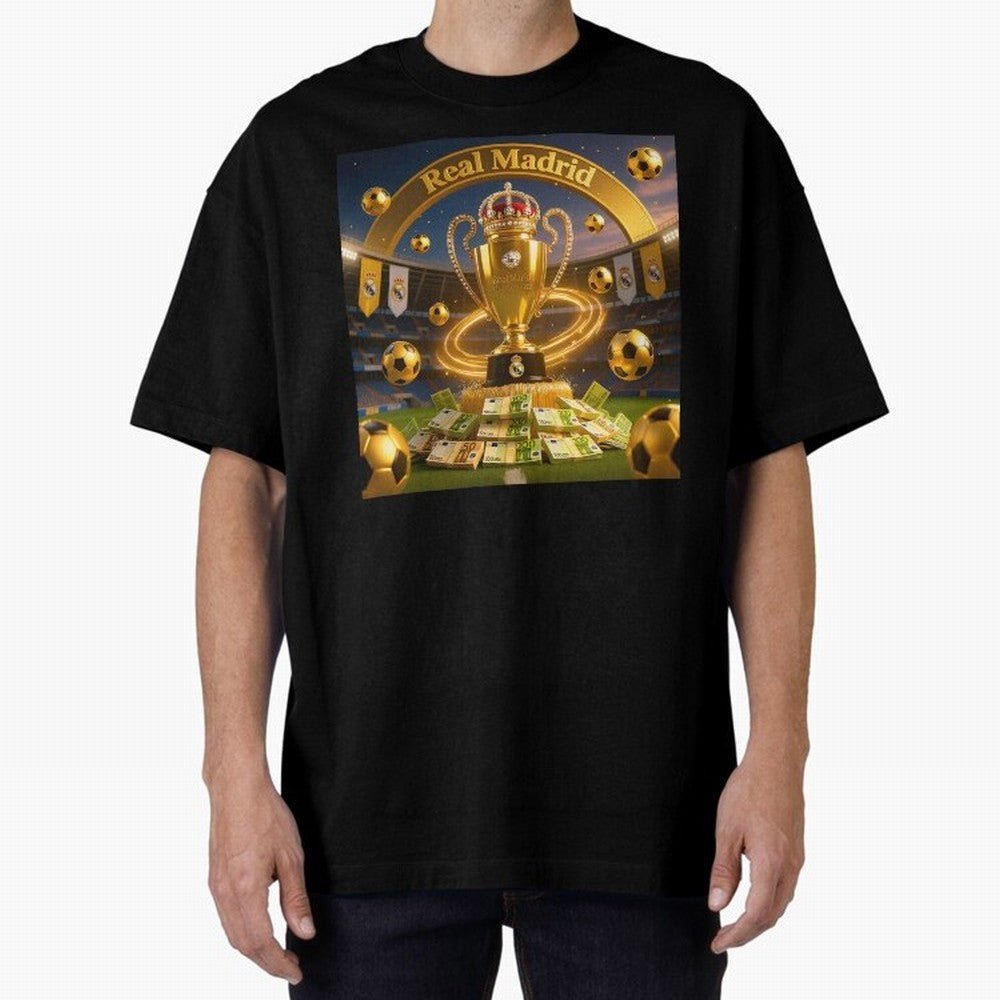 The Wealth of Real Madrid Oversized T-Shirt Turn Up for Global Football Passion for FIFA World Cup 2026 Group Stage, Connected to Neymar, Haaland and Cristiano Ronaldo, France, Soccer Culture, Superstar Moments, National Team Dreams and Competitive