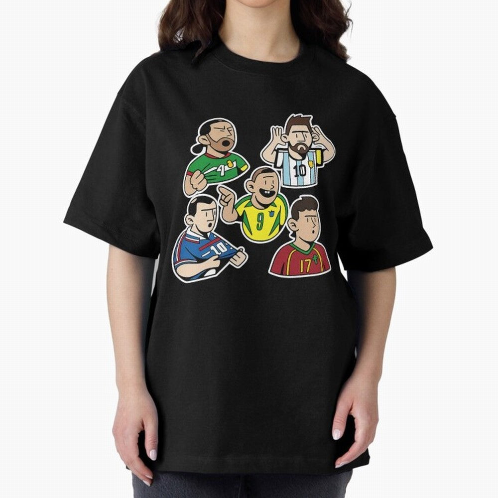Soccer players Oversized T-Shirt Follow the Final Road of the FIFA World Cup 2026 Journey through Neymar Highlights, Spain Pride, Goal Celebration Energy, Supporter Heritage, Football Icons and Worldwide Tournament Joy; Great for Watch Parties,