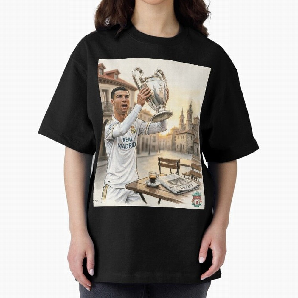Madrid Oversized T-Shirt Remember Iconic Moments from FIFA World Cup 2026 Group Stage for Fans of Haaland and Mbappe and Spain, Bringing Supporter Pride, Iconic Celebrations, Legendary Names and Global Match Day Energy; Ideal for Passionate Fans