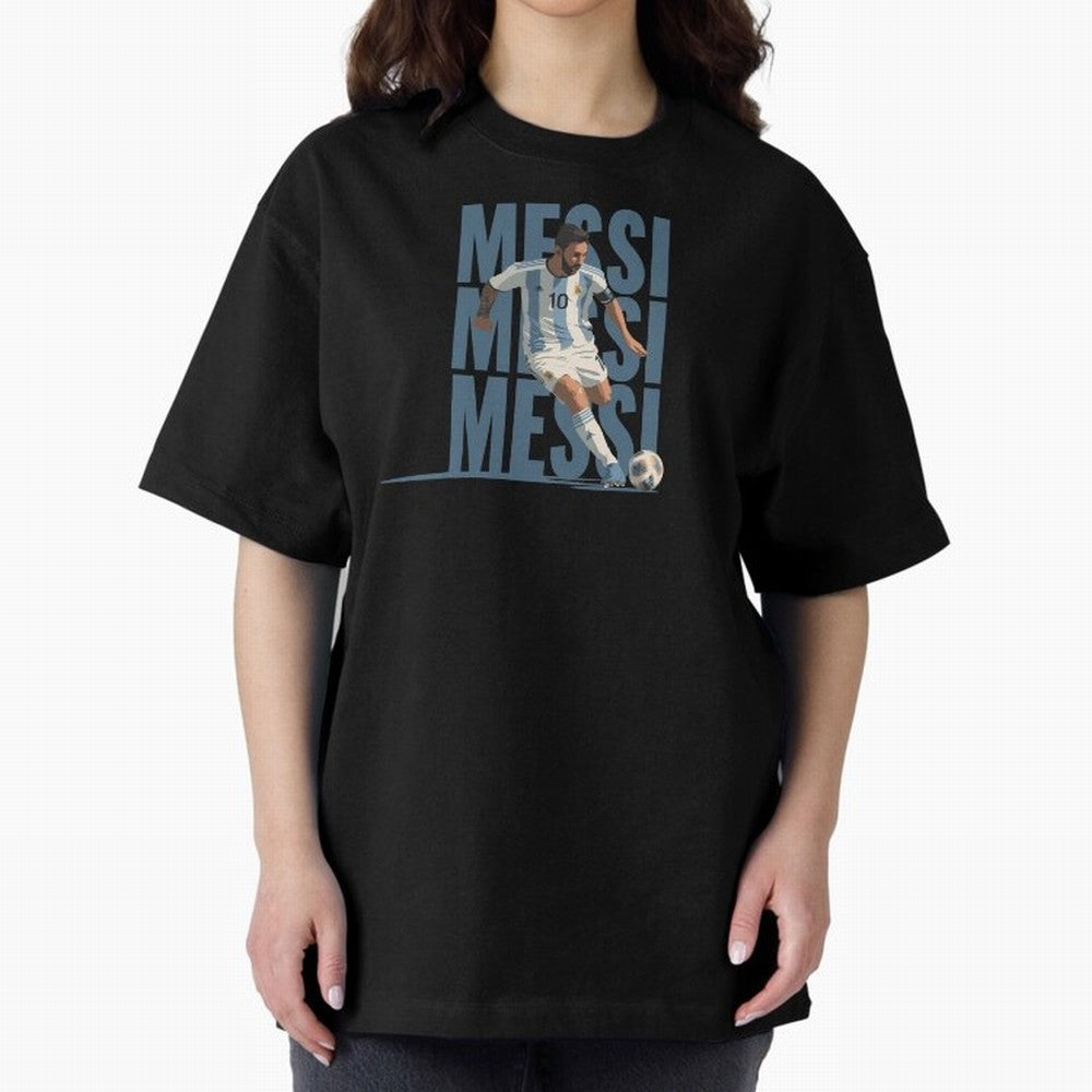 Messi in action Minimalist Graphic Oversized T-Shirt Enjoy Match Day Hype around FIFA World Cup 2026 USA Canada Mexico, Mbappe and Neymar, England, Stadium Chants, National Pride, Trophy Dreams and Unforgettable Football Memories; Great for Watch