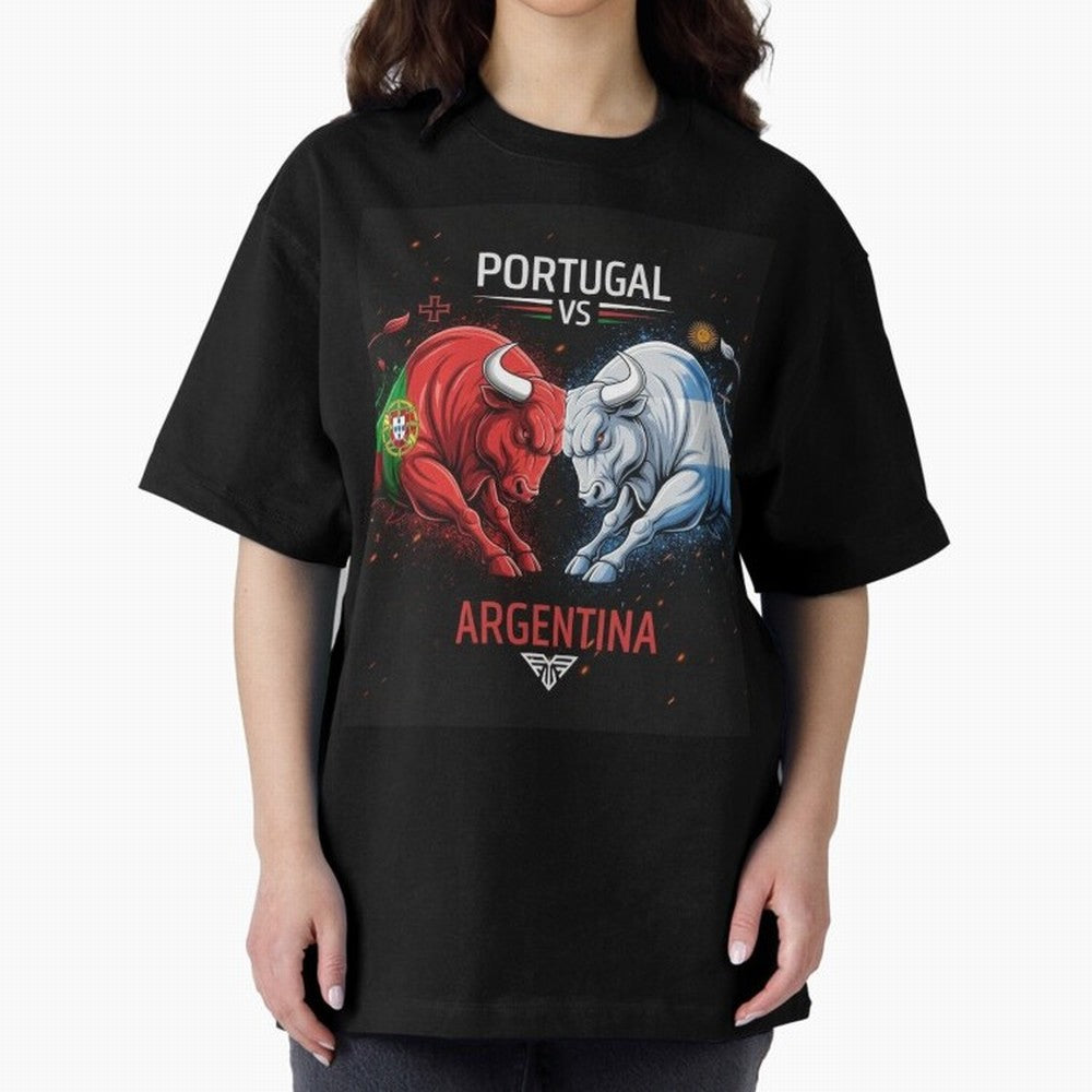 Messi vs Ronaldo Oversized T-Shirt Follow the FIFA World Cup 2026 Journey through Haaland Highlights, Germany Pride, Fan Favorite Moments, National Team Passion, Big Match Drama and Soccer History; Ideal for Passionate Fans Who Love Underdog