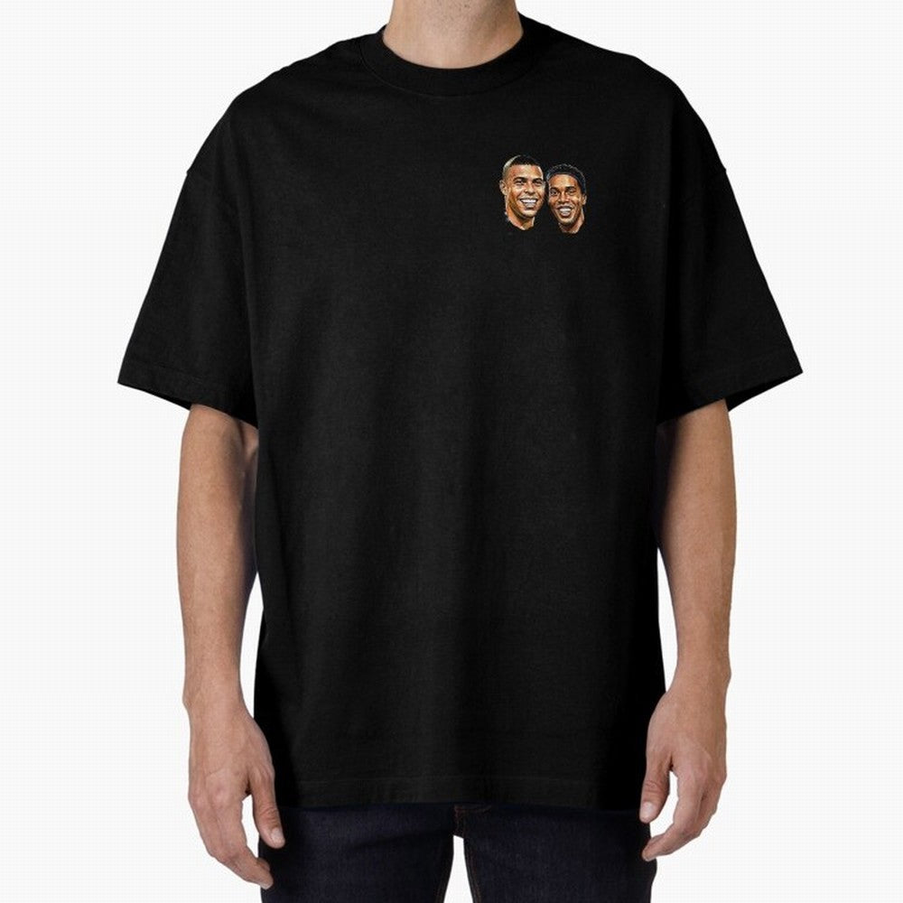 Ronaldo & Ronaldinho: The Legends of Brazil Joga Bonito Oversized T-Shirt Celebrate Supporters United by Global Football Passion for FIFA World Cup 2026, with Haaland and Mbappe, England and Germany, Sports Nostalgia, International Competition,