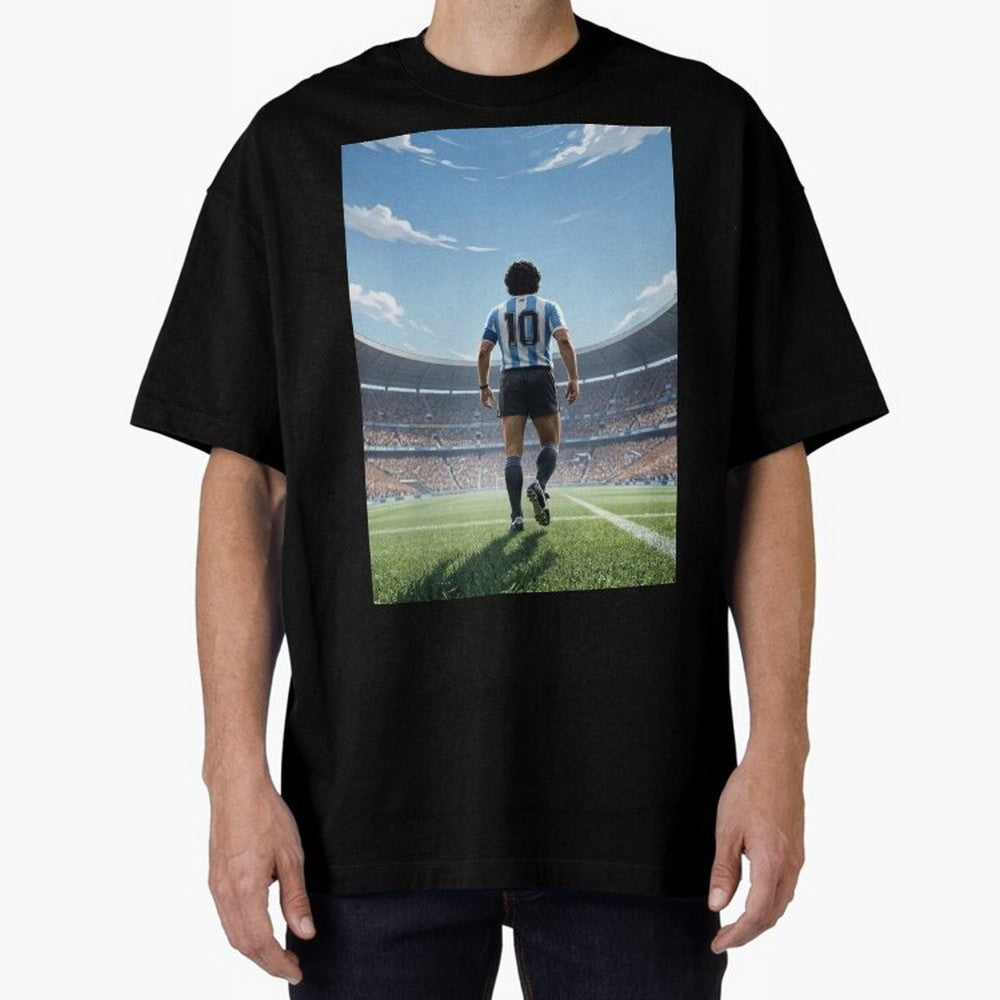 Diego Maradona Oversized T-Shirt Show Passion for the Stars of FIFA World Cup 2026 Group Stage Spirit, with Argentina, France and Brazil, Haaland and Mbappe, Global Supporter Spirit, Legendary Goals, National Colors and Tournament Celebration; Made