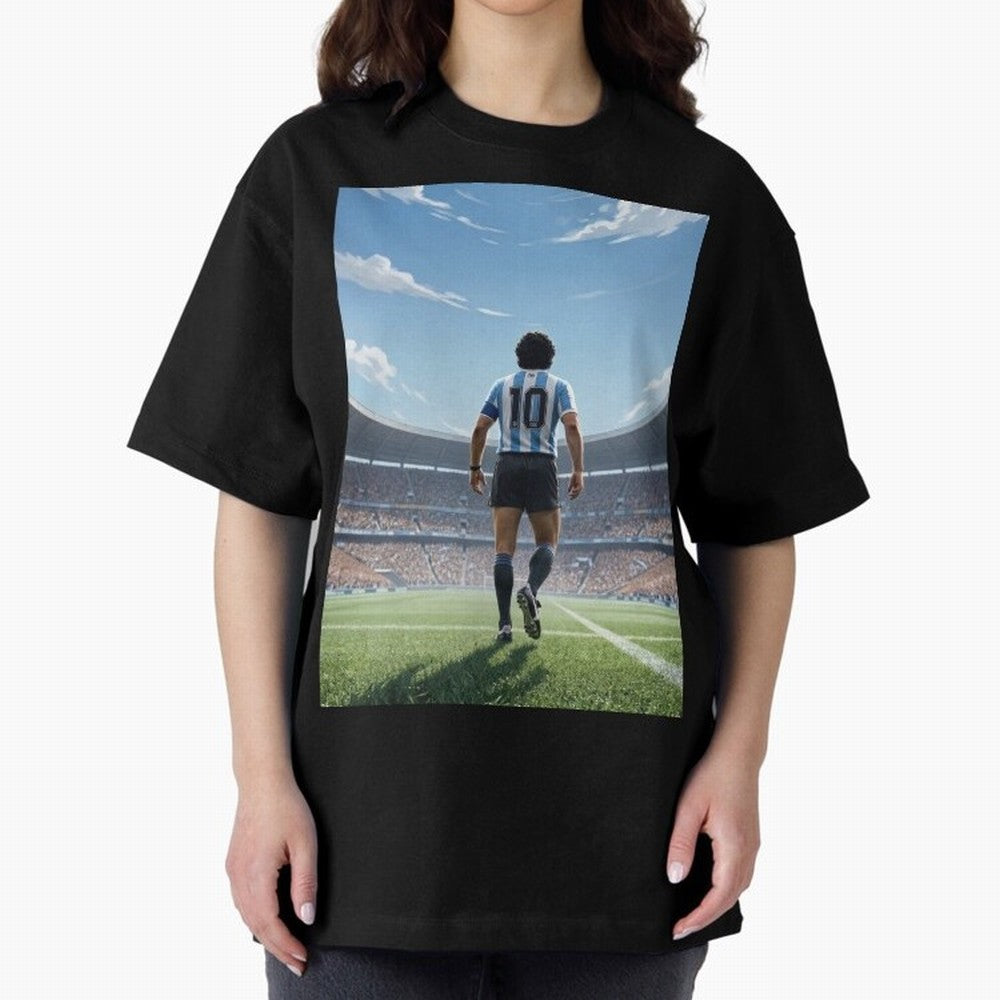 Diego Maradona Oversized T-Shirt Show Passion for the Stars of FIFA World Cup 2026 Group Stage Spirit, with Argentina, France and Brazil, Haaland and Mbappe, Global Supporter Spirit, Legendary Goals, National Colors and Tournament Celebration; Made