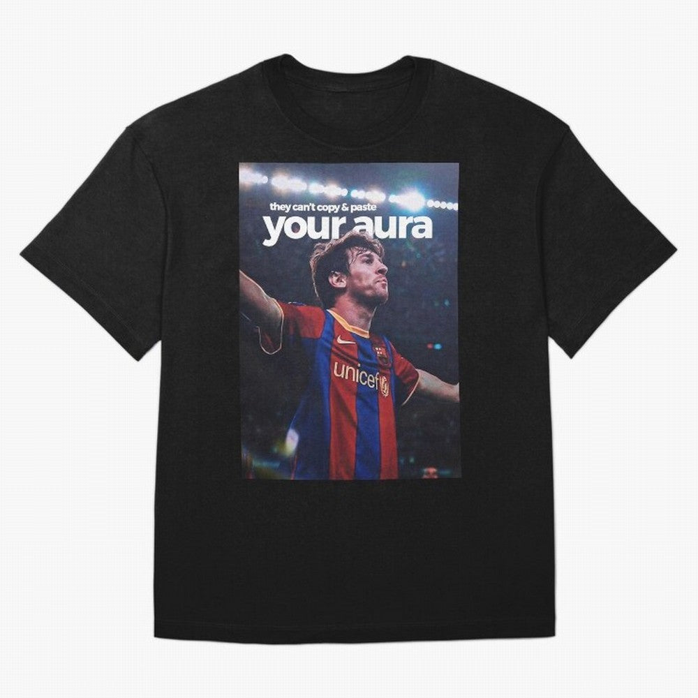Lionel Messi - They can't copy & paste your aura Oversized T-Shirt Celebrate Fan Favorites in Global Football Passion for FIFA World Cup 2026 Group Stage, Inspired by Haaland and Mbappe, Portugal, Spain and Germany, Goal Celebration Energy,