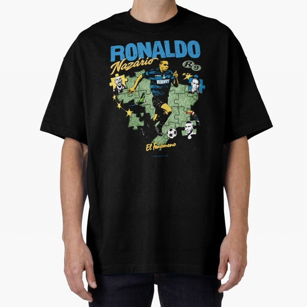 R9 Ronaldo Nazario Retro Brazil Soccer Oversized T-Shirt Share the Excitement of Global Football Passion for FIFA World Cup 2026 Group Stage, Built around Messi and Cristiano Ronaldo, France and Portugal, Vintage Soccer Flavor, Modern Football