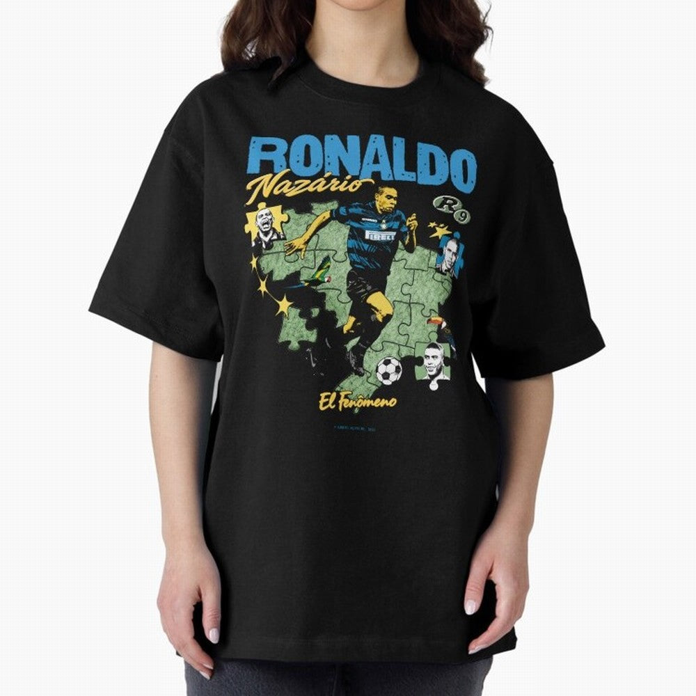 R9 Ronaldo Nazario Retro Brazil Soccer Oversized T-Shirt Share the Excitement of Global Football Passion for FIFA World Cup 2026 Group Stage, Built around Messi and Cristiano Ronaldo, France and Portugal, Vintage Soccer Flavor, Modern Football