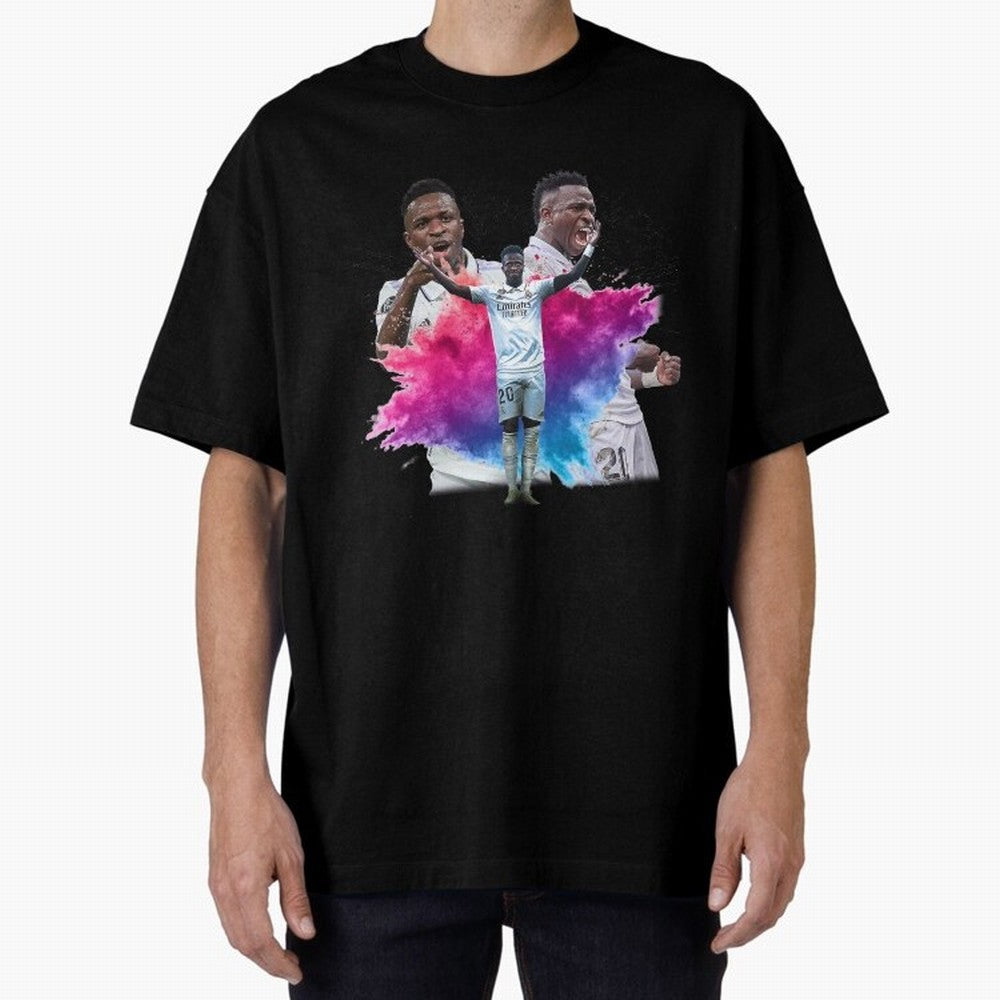 Fanart Vinicius Junior Merch Oversized T-Shirt Share FIFA World Cup 2026 Group Stage for Fans of CR7 and Messi and Germany, Bringing Soccer Culture, Superstar Moments, National Team Dreams and Competitive Fire; Great for Watch Parties, Sports Bars,