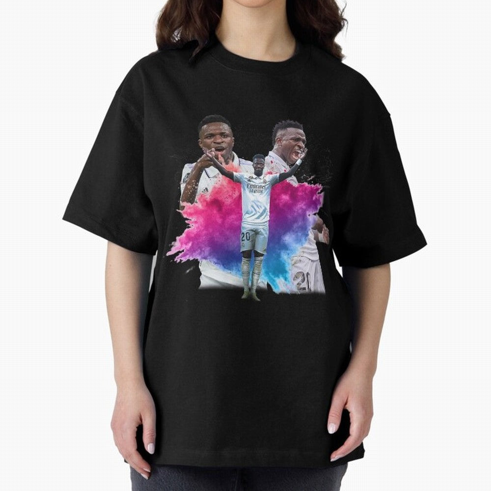 Fanart Vinicius Junior Merch Oversized T-Shirt Share FIFA World Cup 2026 Group Stage for Fans of CR7 and Messi and Germany, Bringing Soccer Culture, Superstar Moments, National Team Dreams and Competitive Fire; Great for Watch Parties, Sports Bars,