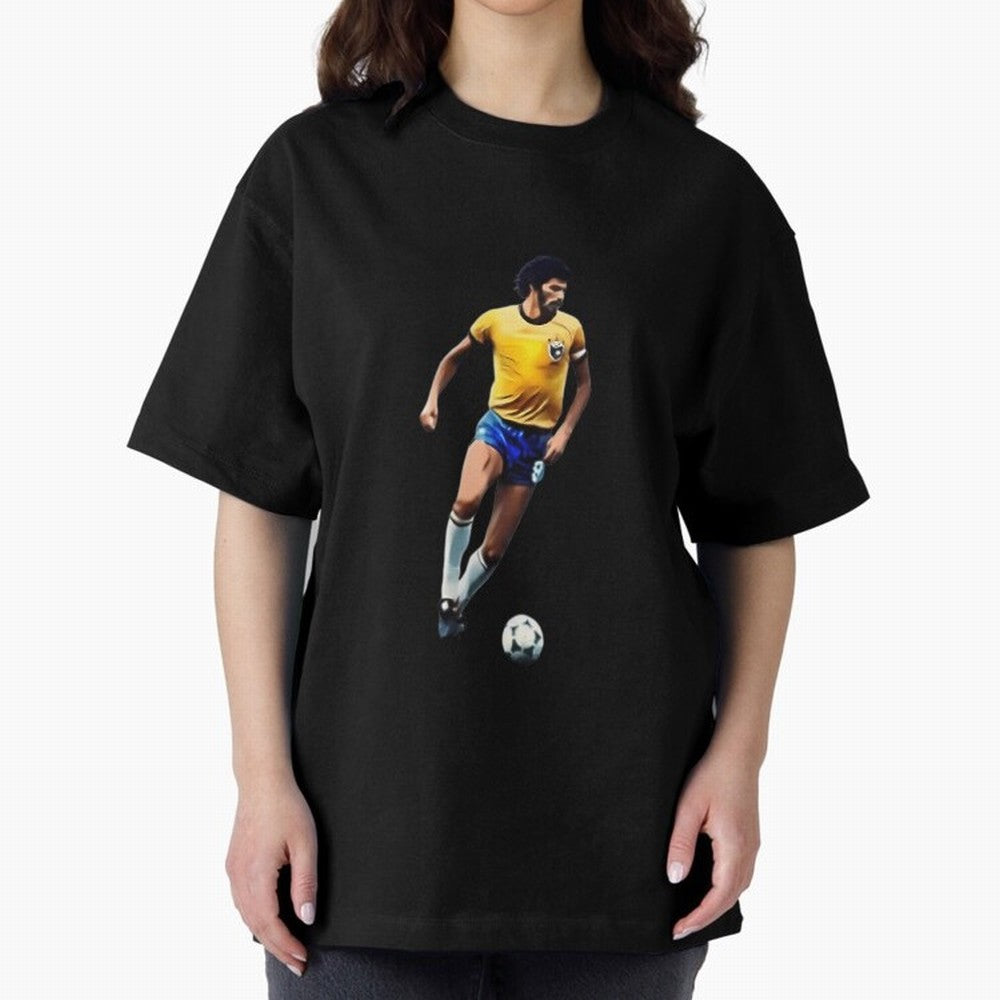 Legends Of The Beautiful Game Cartoon Collection Legends Socrates Cartoon Artwork9 Oversized T-Shirt Celebrate Fan Culture around Global Football Passion for FIFA World Cup 2026 Group Stage, Capturing Messi and Cristiano Ronaldo, Argentina, France