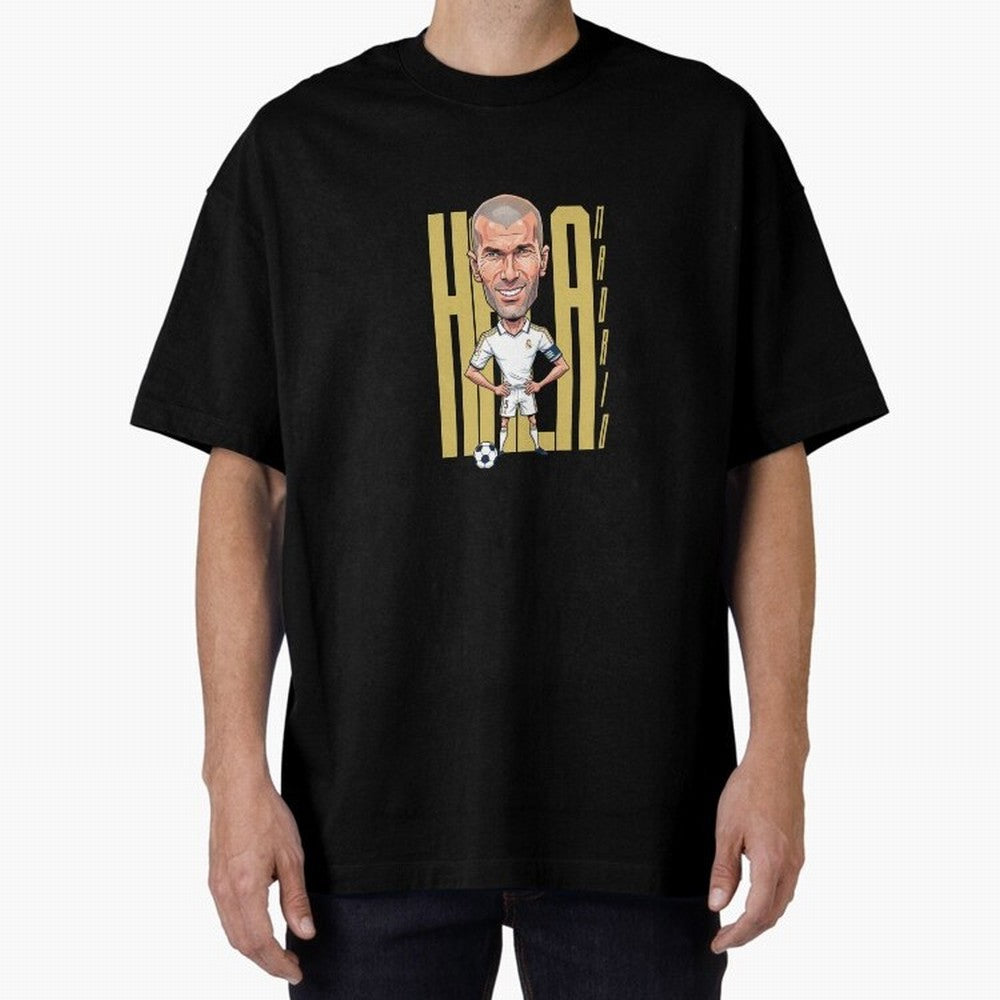 Caricature of Zin¨¦dine Zidane Hala Madrid Oversized T-Shirt Show Championship Spirit for FIFA World Cup 2026 Group Stage Featuring CR7 and Messi, England and Germany Energy, Fan Favorite Moments, National Team Passion, Big Match Drama and Soccer