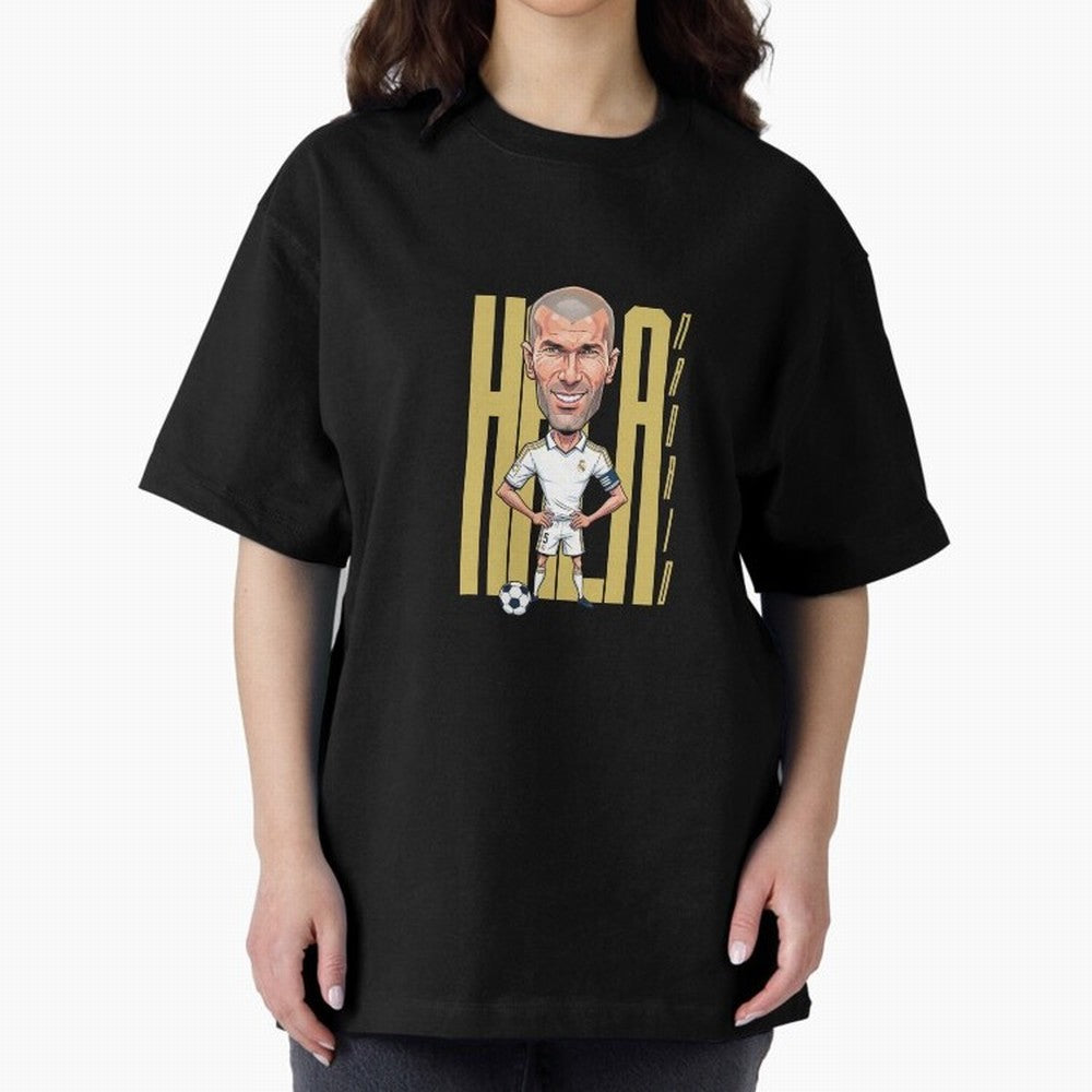 Caricature of Zin¨¦dine Zidane Hala Madrid Oversized T-Shirt Show Championship Spirit for FIFA World Cup 2026 Group Stage Featuring CR7 and Messi, England and Germany Energy, Fan Favorite Moments, National Team Passion, Big Match Drama and Soccer