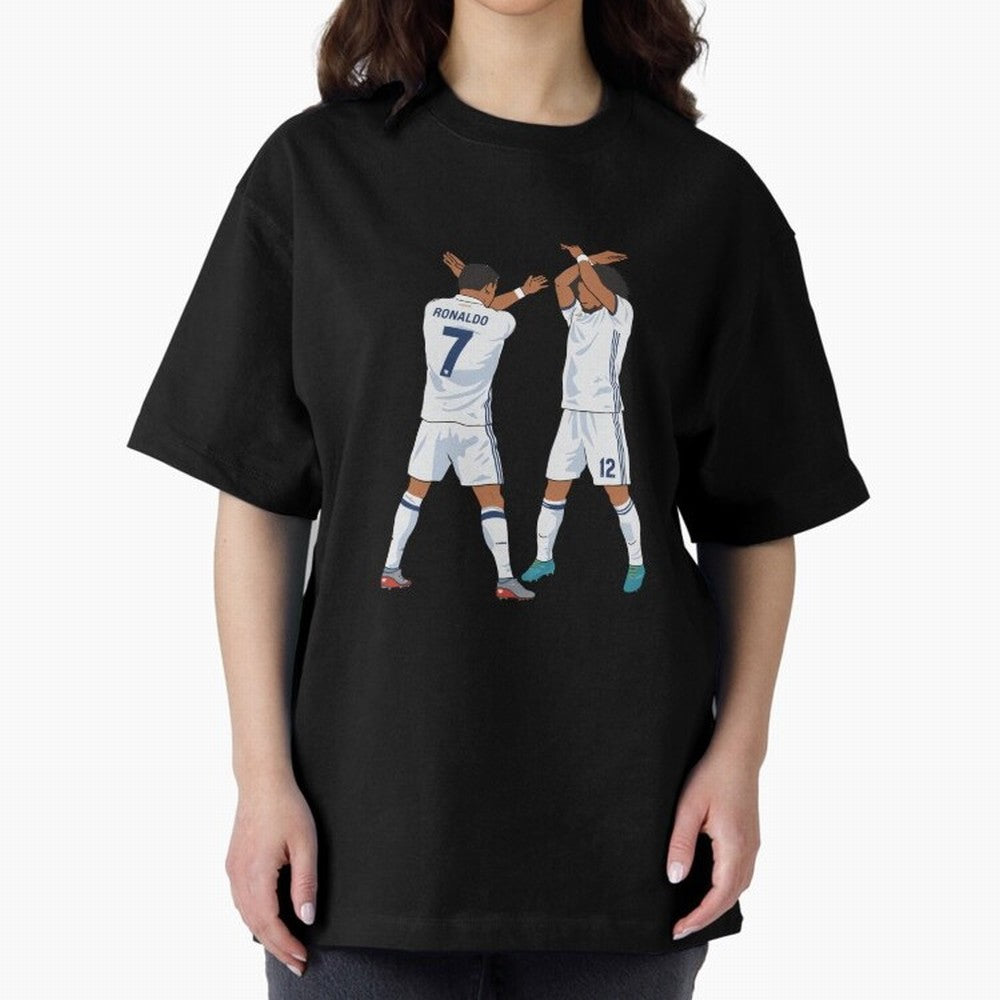 Ronaldo Madrid Celebration Duo Oversized T-Shirt Cheer through Every Moment of Global Football Passion for FIFA World Cup 2026, Celebrating Neymar, Haaland and Cristiano Ronaldo, England and Germany, Global Supporter Spirit, Legendary Goals,