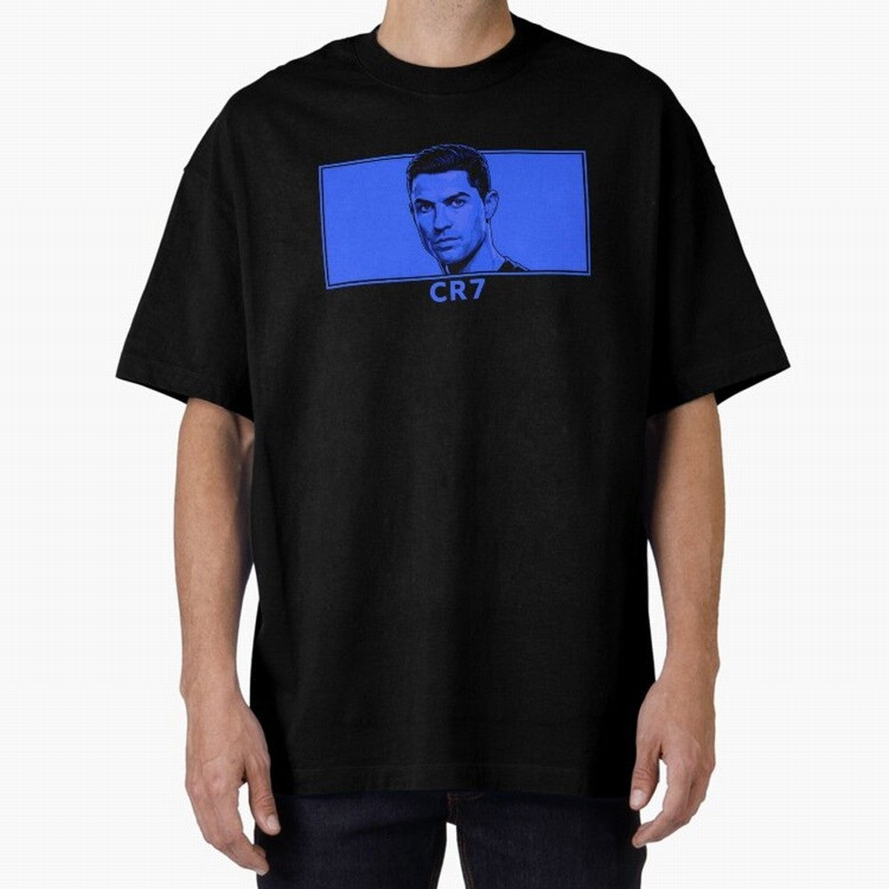 Ronaldo CR7 Blue Vector Portrait - Pop Comic Oversized T-Shirt Feel International Energy from FIFA World Cup 2026 Spirit, Connected to France and Portugal, Messi, Neymar and Mbappe, Soccer Culture, Superstar Moments, National Team Dreams and