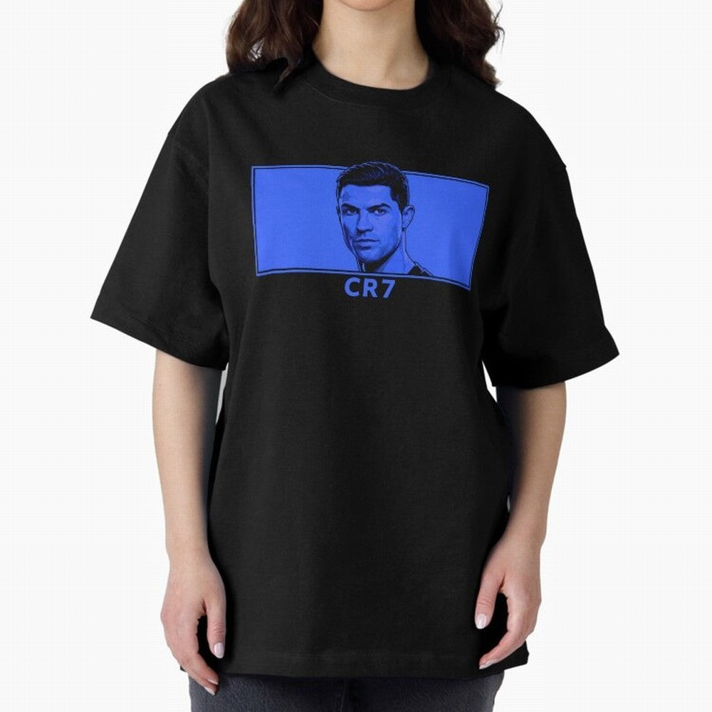Ronaldo CR7 Blue Vector Portrait - Pop Comic Oversized T-Shirt Feel International Energy from FIFA World Cup 2026 Spirit, Connected to France and Portugal, Messi, Neymar and Mbappe, Soccer Culture, Superstar Moments, National Team Dreams and