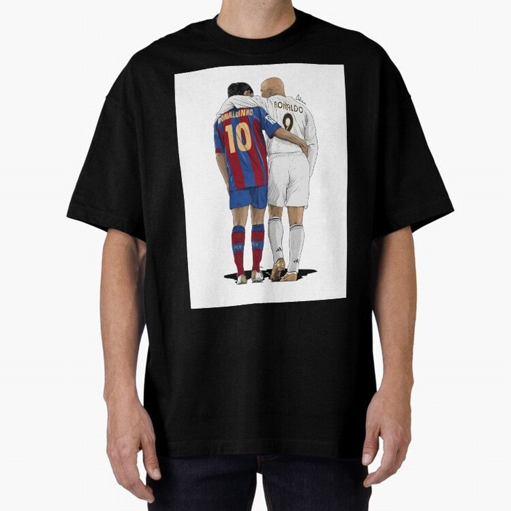 Ronaldinho & Ronaldo R9 Classic Football Legend - La Liga Derby Oversized T-Shirt Bring Match Day Fire to FIFA World Cup 2026 Spirit, Connected to England, Messi and Cristiano Ronaldo, Game Day Rituals, Football Legends, Country Pride and the Road