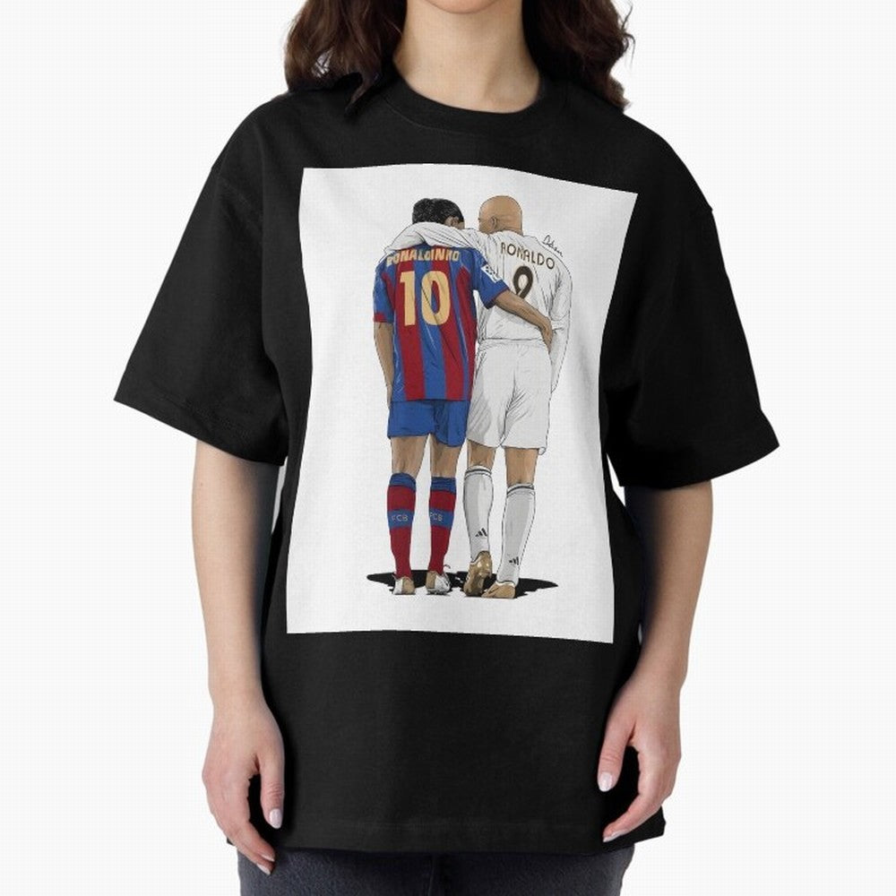 Ronaldinho & Ronaldo R9 Classic Football Legend - La Liga Derby Oversized T-Shirt Bring Match Day Fire to FIFA World Cup 2026 Spirit, Connected to England, Messi and Cristiano Ronaldo, Game Day Rituals, Football Legends, Country Pride and the Road