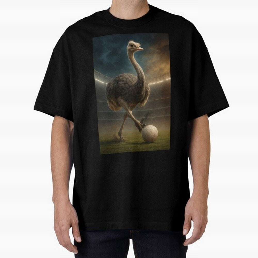 Ostrich Plays Soccer Oversized T-Shirt Discover FIFA World Cup 2026 USA Canada Mexico Spirit, Featuring England, France and Netherlands, Haaland and Mbappe, Classic Soccer Heritage, Championship Pressure, Fan Loyalty and International Pride; Ideal