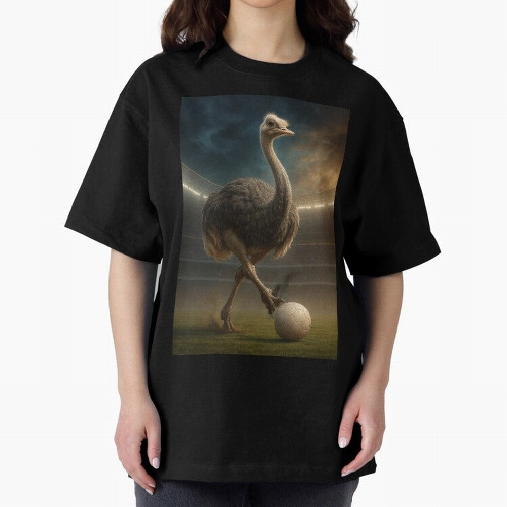 Ostrich Plays Soccer Oversized T-Shirt Discover FIFA World Cup 2026 USA Canada Mexico Spirit, Featuring England, France and Netherlands, Haaland and Mbappe, Classic Soccer Heritage, Championship Pressure, Fan Loyalty and International Pride; Ideal