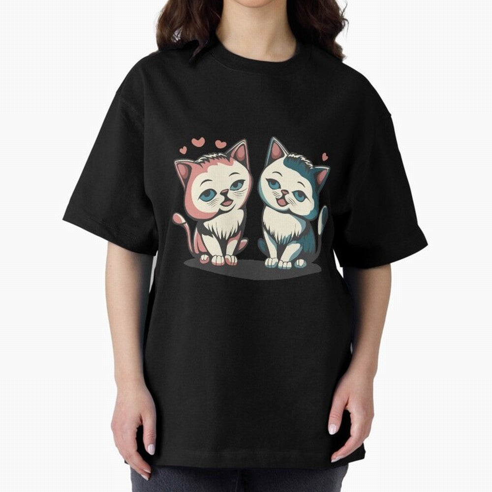 Two Funny Cats with Ronaldo Vibes ¨C Cute Football & Animal Art Oversized T-Shirt Feel the Trophy Chase of Match Day Hype around FIFA World Cup 2026, Neymar, Haaland and Cristiano Ronaldo, Brazil, Goal Celebration Energy, Supporter Heritage,