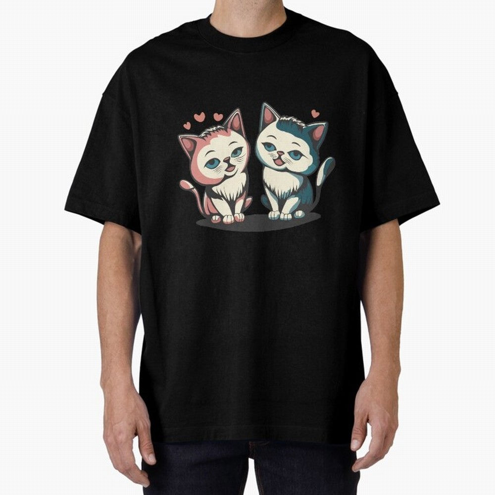 Two Funny Cats with Ronaldo Vibes ¨C Cute Football & Animal Art Oversized T-Shirt Feel the Trophy Chase of Match Day Hype around FIFA World Cup 2026, Neymar, Haaland and Cristiano Ronaldo, Brazil, Goal Celebration Energy, Supporter Heritage,