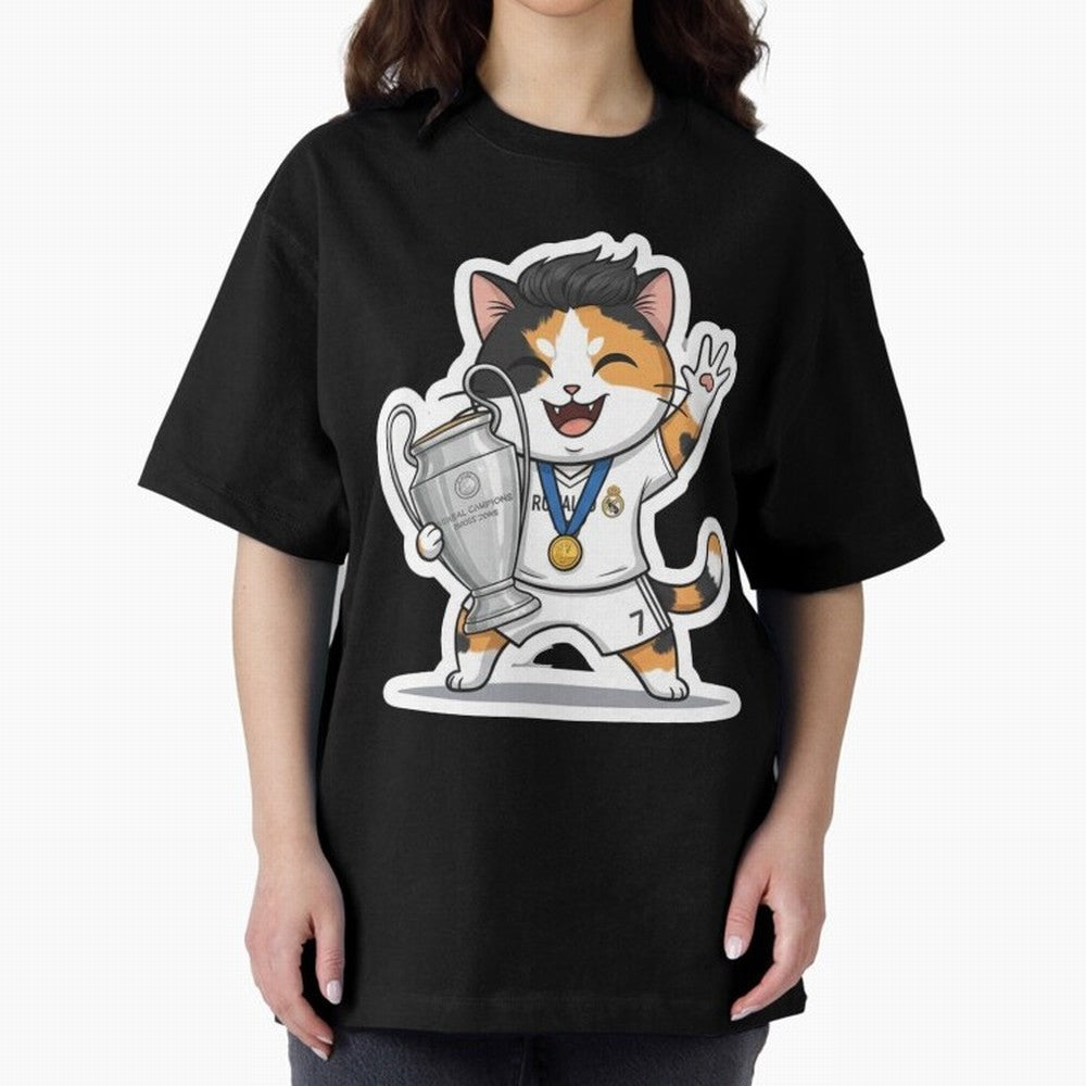 Kitten - Ucl Tittle | Ronaldo Oversized T-Shirt Celebrate Fan Culture around Match Day Hype around FIFA World Cup 2026, Neymar, Argentina and Brazil, Worldwide Fan Energy, Dramatic Goals, Stadium Lights and Championship Celebrations; Great for