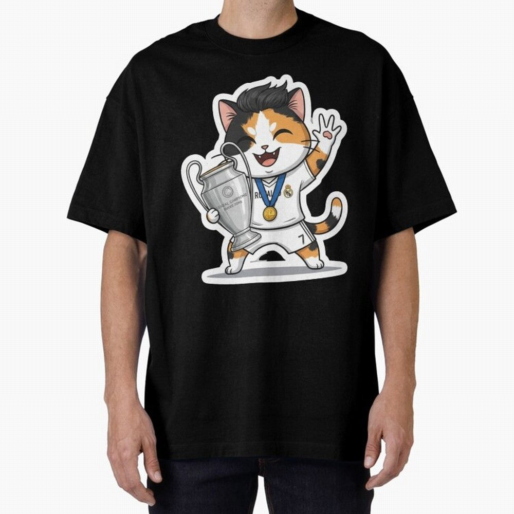 Kitten - Ucl Tittle | Ronaldo Oversized T-Shirt Celebrate Fan Culture around Match Day Hype around FIFA World Cup 2026, Neymar, Argentina and Brazil, Worldwide Fan Energy, Dramatic Goals, Stadium Lights and Championship Celebrations; Great for