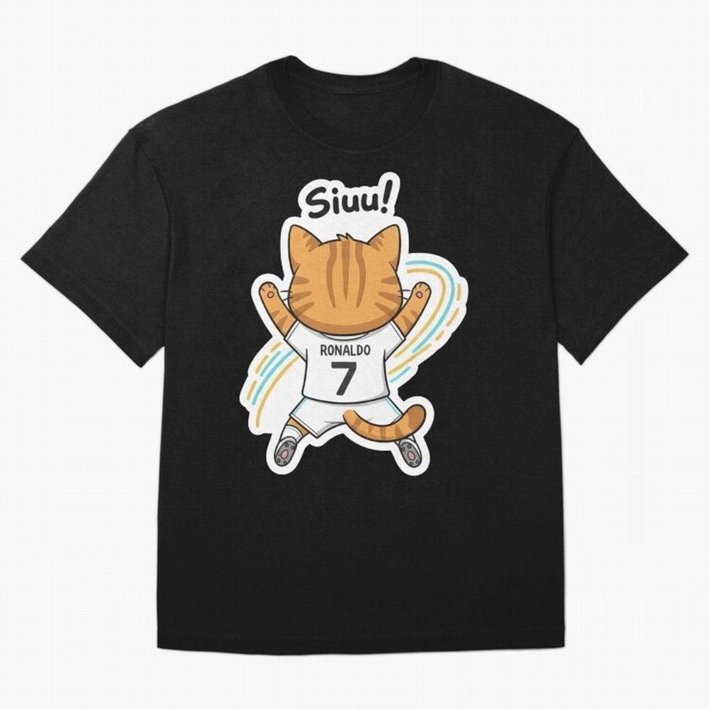 Kitten - Funny Siuuu Celebration Cat Meme | Ronaldo Oversized T-Shirt Celebrate Fan Culture around Match Day Hype around FIFA World Cup 2026 Group Stage, Cristiano Ronaldo, Haaland and CR7, Germany, Supporter Pride, Iconic Celebrations, Legendary