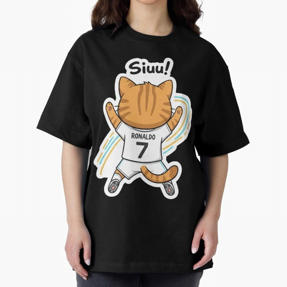 Kitten - Funny Siuuu Celebration Cat Meme | Ronaldo Oversized T-Shirt Celebrate Fan Culture around Match Day Hype around FIFA World Cup 2026 Group Stage, Cristiano Ronaldo, Haaland and CR7, Germany, Supporter Pride, Iconic Celebrations, Legendary