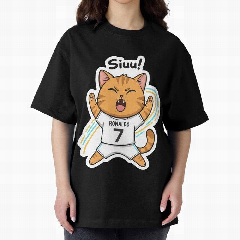 Kitten - Funny Siuuu Celebration Cat Meme | Ronaldo Oversized T-Shirt Bring Home the FIFA World Cup 2026 Group Stage Journey through Haaland Highlights, England Pride, Retro Football Energy, Iconic Rivalries, Trophy Chase Drama and Stadium