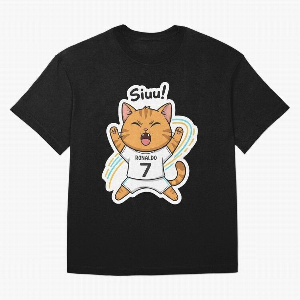 Kitten - Funny Siuuu Celebration Cat Meme | Ronaldo Oversized T-Shirt Bring Home the FIFA World Cup 2026 Group Stage Journey through Haaland Highlights, England Pride, Retro Football Energy, Iconic Rivalries, Trophy Chase Drama and Stadium