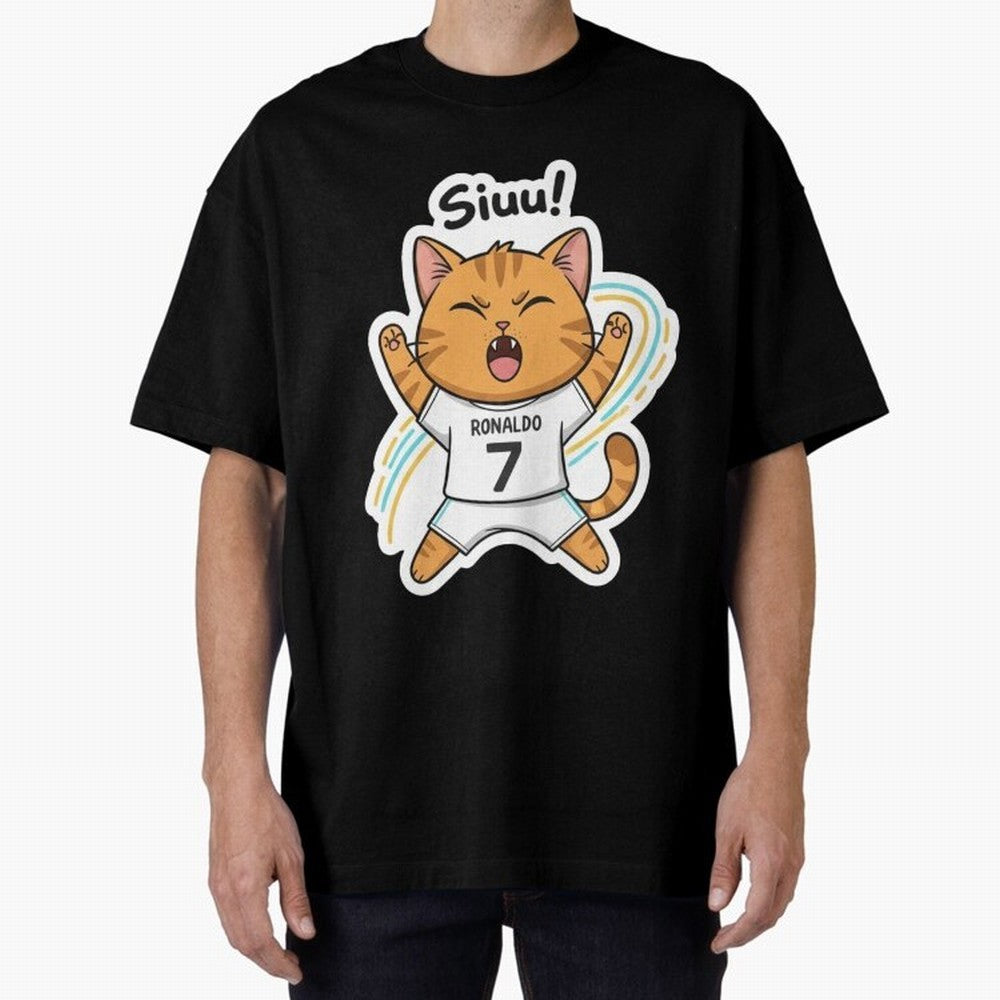 Kitten - Funny Siuuu Celebration Cat Meme | Ronaldo Oversized T-Shirt Bring Home the FIFA World Cup 2026 Group Stage Journey through Haaland Highlights, England Pride, Retro Football Energy, Iconic Rivalries, Trophy Chase Drama and Stadium
