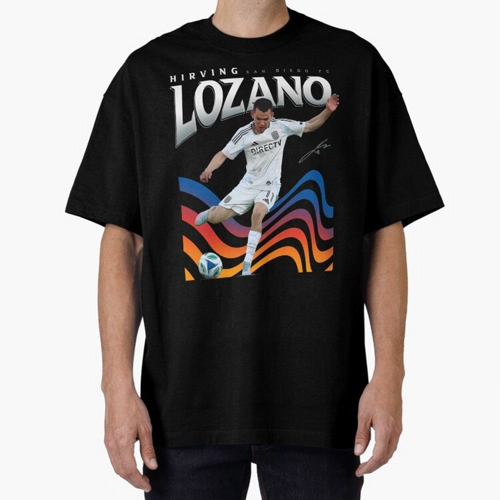 Hirving Lozano San Diego FC Oversized T-Shirt Represent Football Lovers during FIFA World Cup 2026 Spirit, Celebrating Portugal, Spain and Germany, Messi, CR7 and Mbappe, Championship Spirit, Famous Goals, Roaring Crowds and International Football
