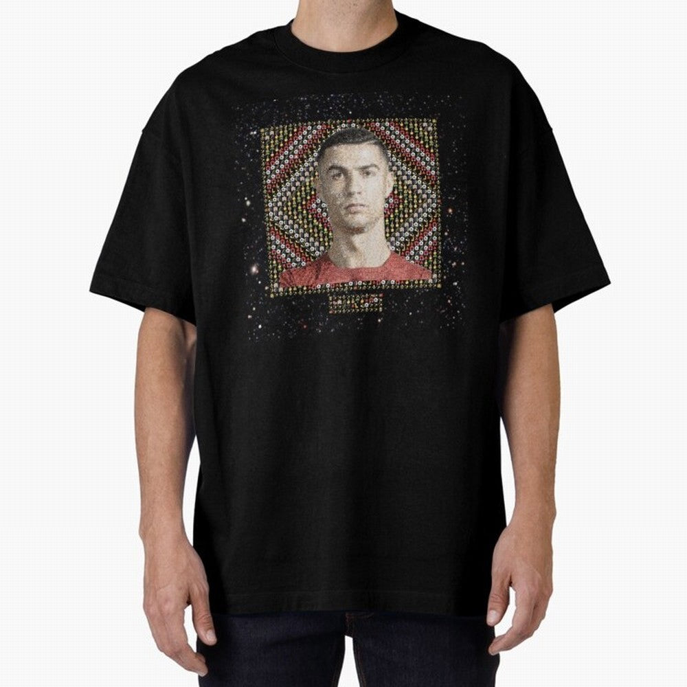 CR7 Emojified ¨C Ronaldo-Inspired Grid Tribute | Visual Power in Emoji Form | Football Legend Art Series Oversized T-Shirt Celebrate the Next Chapter of Match Day Hype around FIFA World Cup 2026, Haaland, England, France and Netherlands, Goal