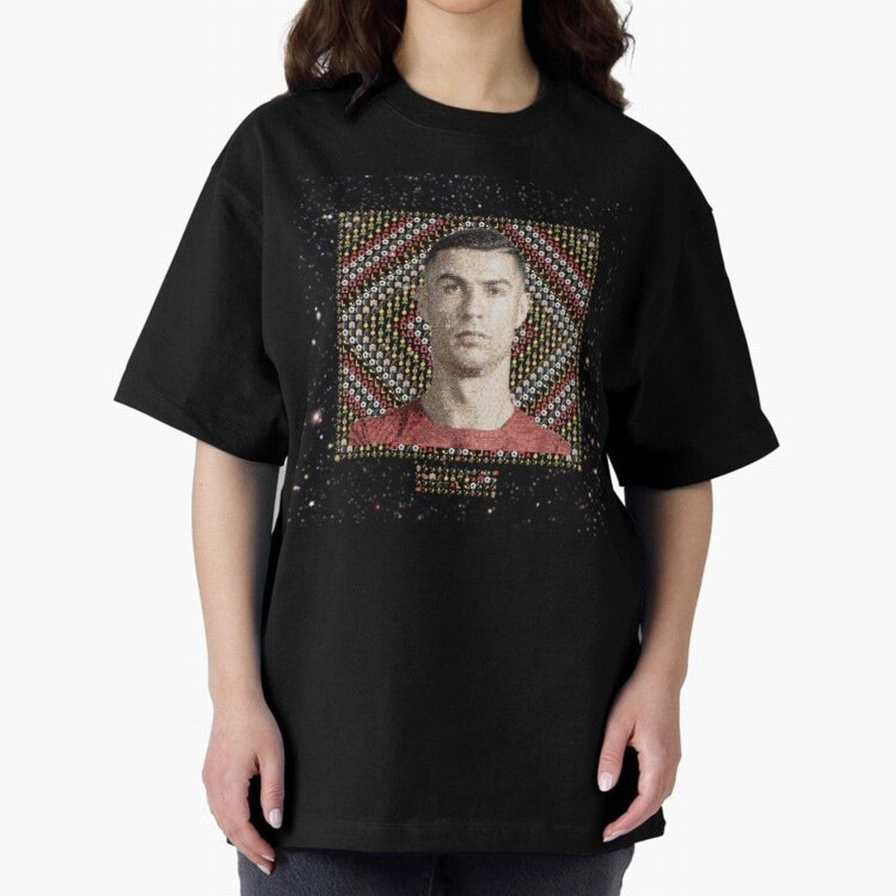 CR7 Emojified ¨C Ronaldo-Inspired Grid Tribute | Visual Power in Emoji Form | Football Legend Art Series Oversized T-Shirt Celebrate the Next Chapter of Match Day Hype around FIFA World Cup 2026, Haaland, England, France and Netherlands, Goal