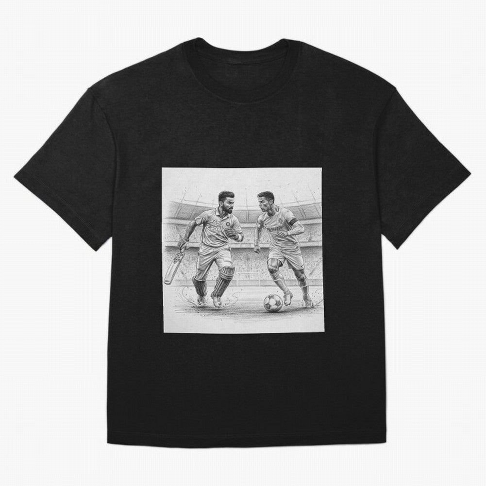Virat and Ronaldo Oversized T-Shirt Celebrate Unforgettable Nights in Global Football Passion for FIFA World Cup 2026 USA Canada Mexico, Connected to Neymar, Haaland and Cristiano Ronaldo, Germany, Championship Spirit, Famous Goals, Roaring Crowds