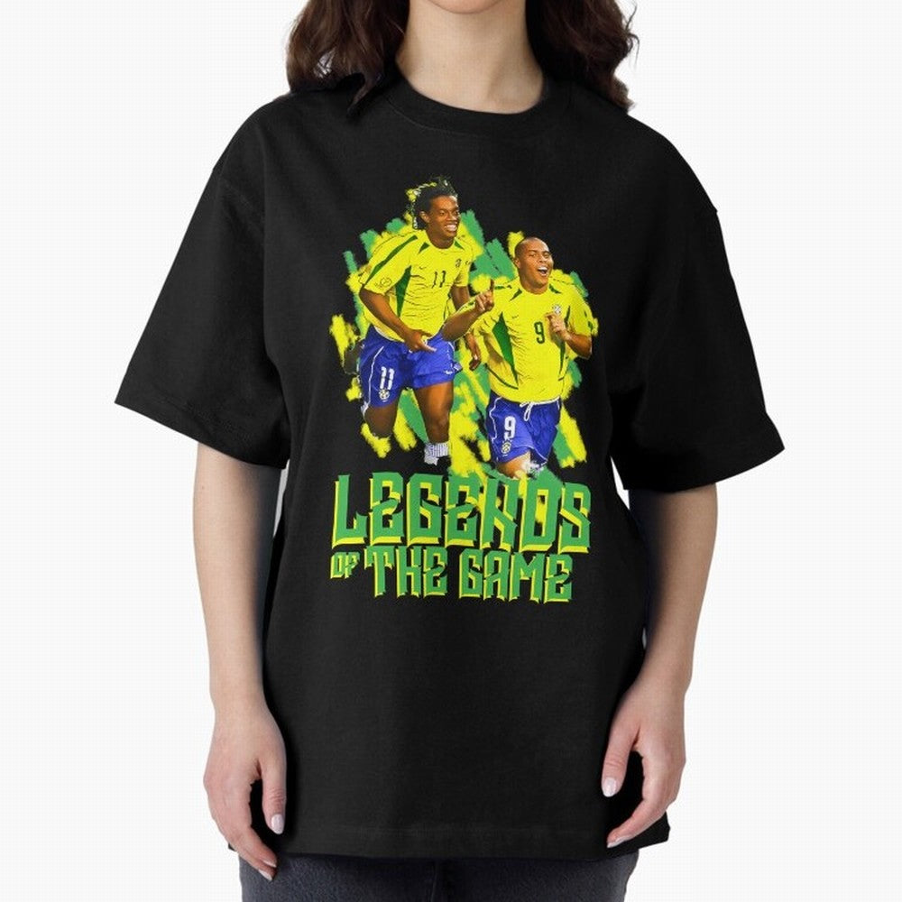 Ronaldinho and ronaldo brazil football print Oversized T-Shirt Feel the Trophy Chase of Match Day Hype around FIFA World Cup 2026, Messi, CR7 and Mbappe, Argentina and Brazil, Match Day Excitement, Supporter Culture, Golden Goals and Global