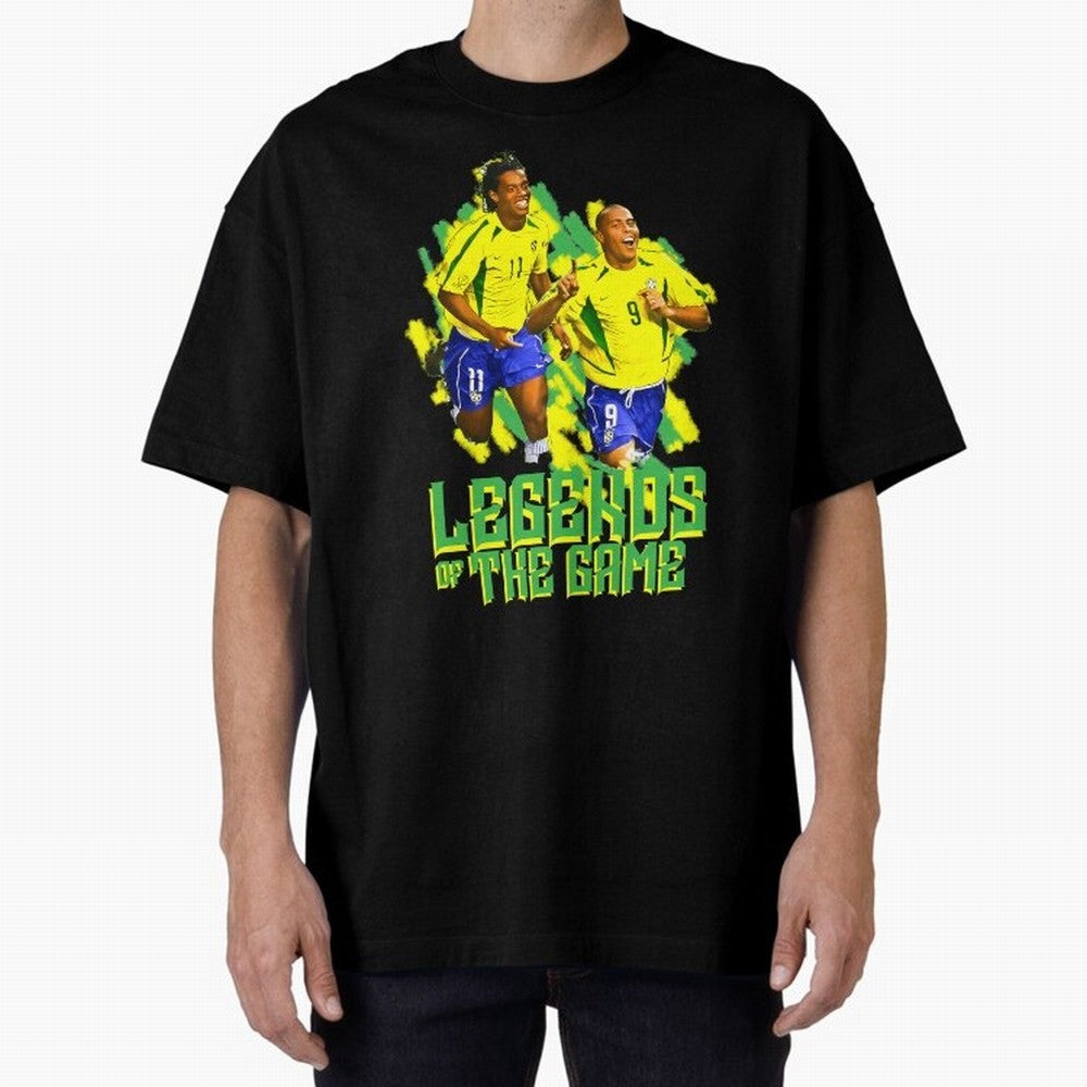 Ronaldinho and ronaldo brazil football print Oversized T-Shirt Feel the Trophy Chase of Match Day Hype around FIFA World Cup 2026, Messi, CR7 and Mbappe, Argentina and Brazil, Match Day Excitement, Supporter Culture, Golden Goals and Global