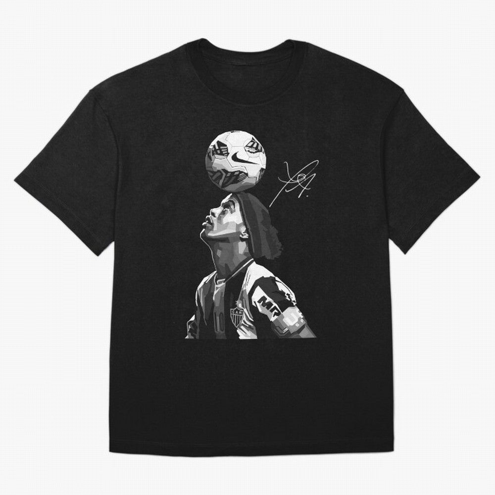 Ronaldinho Black and White Oversized T-Shirt Get Ready for Match Day Hype around FIFA World Cup 2026 Group Stage, Mbappe and Neymar, France and Portugal, Vintage Soccer Flavor, Modern Football Stars, National Flags and Final Night Emotion; Perfect