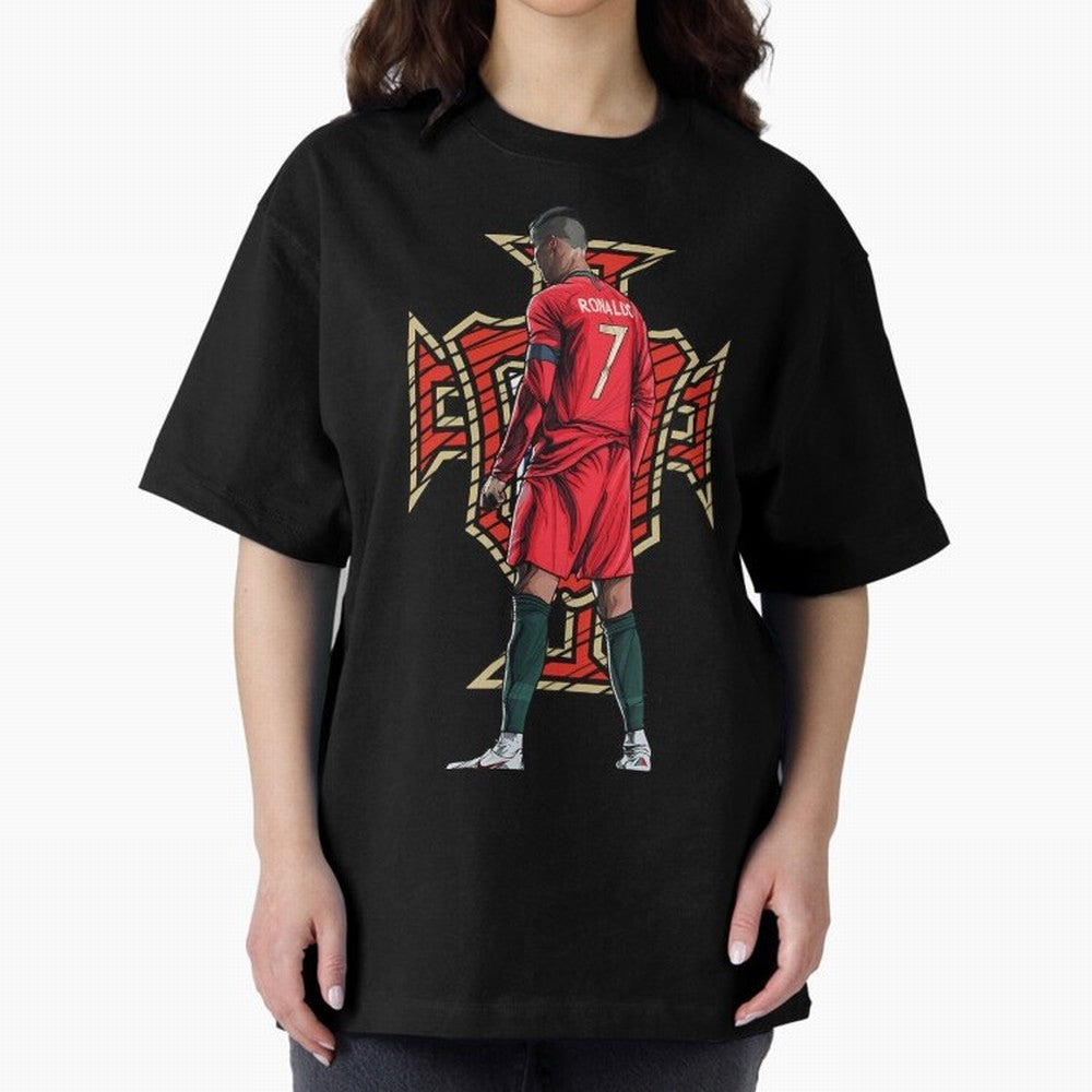 Portugal Ronaldo No.7 Artwork For Soccer Fans, Gift For Football Supporters Oversized T-Shirt Bring the FIFA World Cup 2026 Journey through Neymar Highlights, Argentina, France and Brazil Pride, Champion Mindset, Group Stage Buzz, Knockout Tension