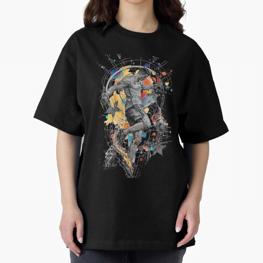 Cosmic Ronaldo Made of Star Stuff Artwork For Football Fans Gift For Soccer Enthusiasts Oversized T-Shirt Celebrate National Team Dreams in the FIFA World Cup 2026 USA Canada Mexico Journey through Haaland and Mbappe Highlights, France Pride,