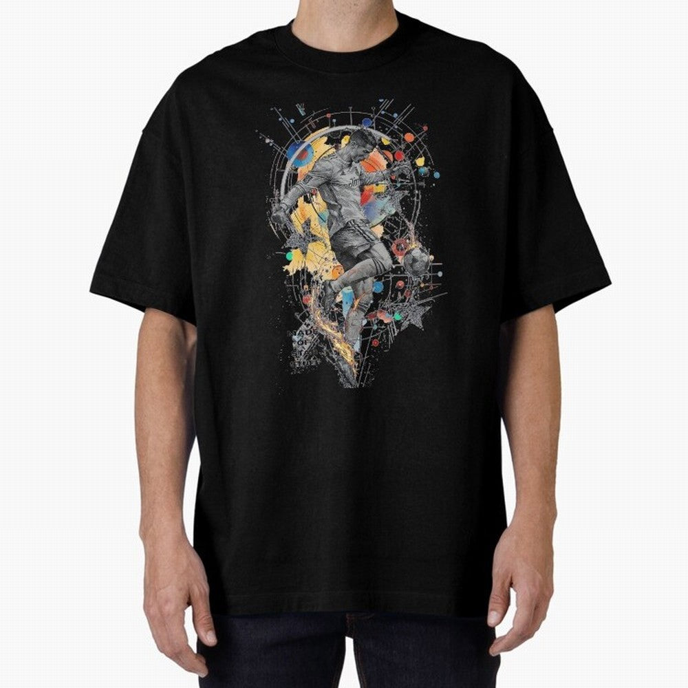Cosmic Ronaldo Made of Star Stuff Artwork For Football Fans Gift For Soccer Enthusiasts Oversized T-Shirt Celebrate National Team Dreams in the FIFA World Cup 2026 USA Canada Mexico Journey through Haaland and Mbappe Highlights, France Pride,