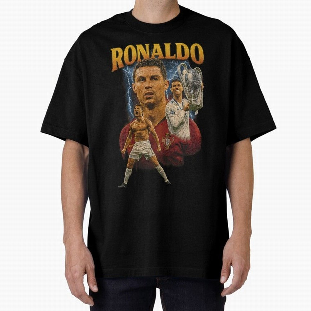 Ronaldo Champion Victory Design For Football Fans Gift For Soccer Supporters Oversized T-Shirt Carry the Dream of the FIFA World Cup 2026 USA Canada Mexico Journey through Haaland Highlights, England Pride, Vintage Soccer Flavor, Modern Football
