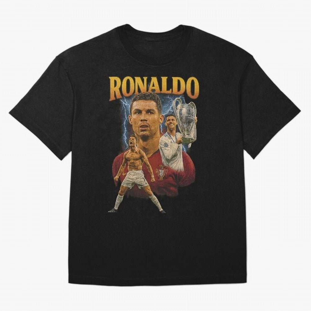 Ronaldo Champion Victory Design For Football Fans Gift For Soccer Supporters Oversized T-Shirt Carry the Dream of the FIFA World Cup 2026 USA Canada Mexico Journey through Haaland Highlights, England Pride, Vintage Soccer Flavor, Modern Football