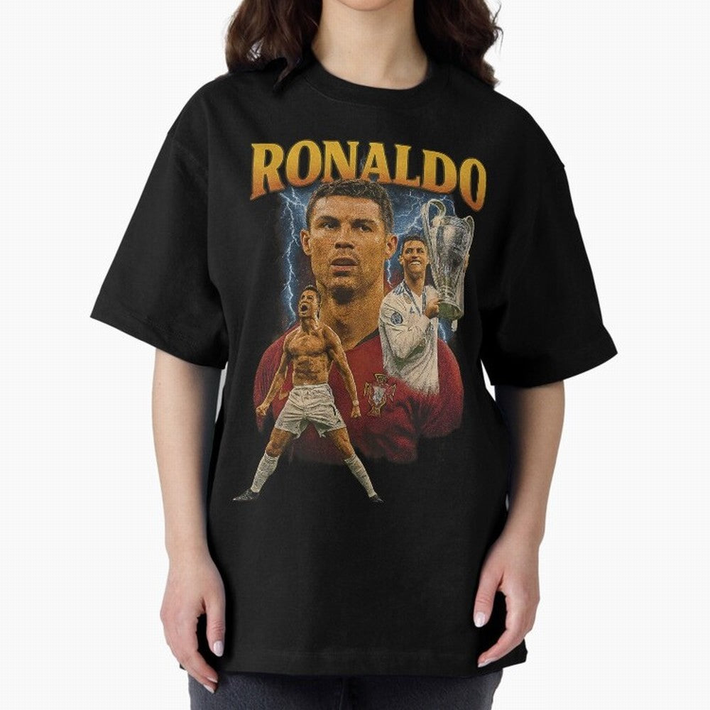 Ronaldo Champion Victory Design For Football Fans Gift For Soccer Supporters Oversized T-Shirt Carry the Dream of the FIFA World Cup 2026 USA Canada Mexico Journey through Haaland Highlights, England Pride, Vintage Soccer Flavor, Modern Football